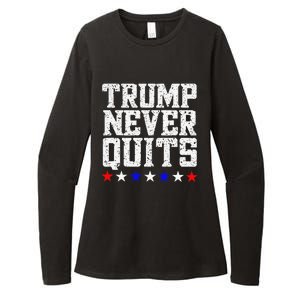 Trump Never Quits Womens CVC Long Sleeve Shirt