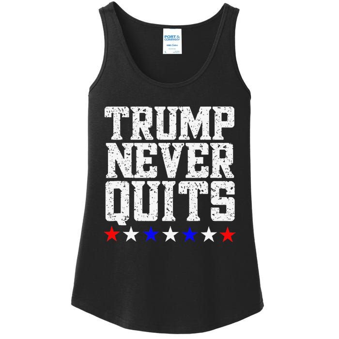 Trump Never Quits Ladies Essential Tank