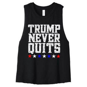 Trump Never Quits Women's Racerback Cropped Tank