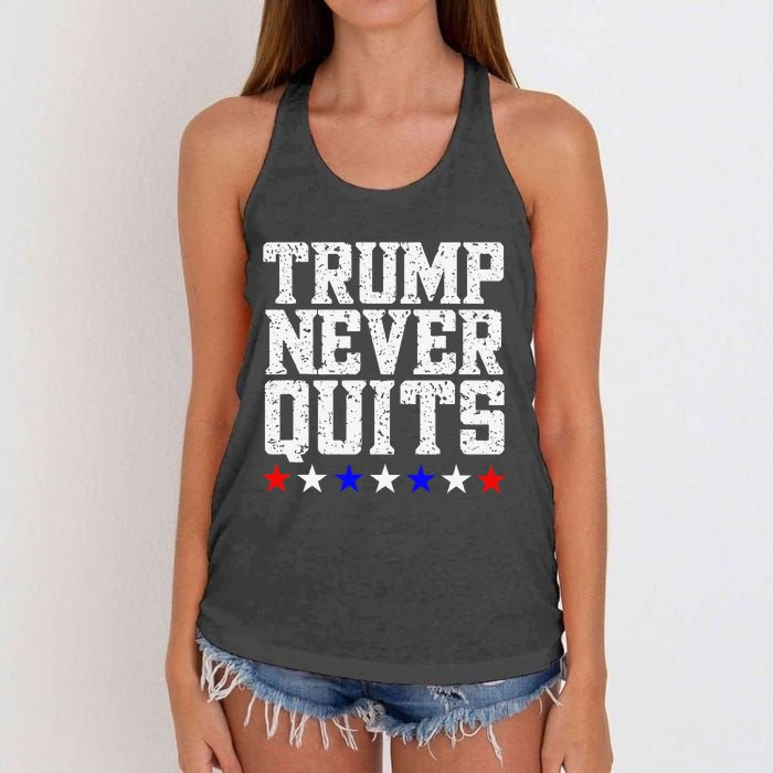 Trump Never Quits Women's Knotted Racerback Tank