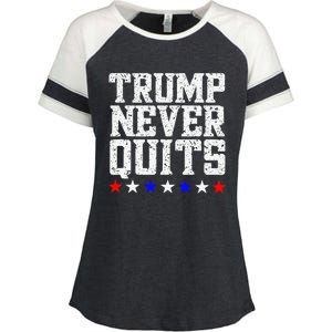 Trump Never Quits Enza Ladies Jersey Colorblock Tee