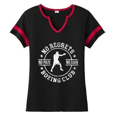 Trendy No Regrets Boxing Club No Pain No Gain Gym Gift Ladies Halftime Notch Neck Tee