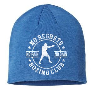 Trendy No Regrets Boxing Club No Pain No Gain Gym Gift Sustainable Beanie