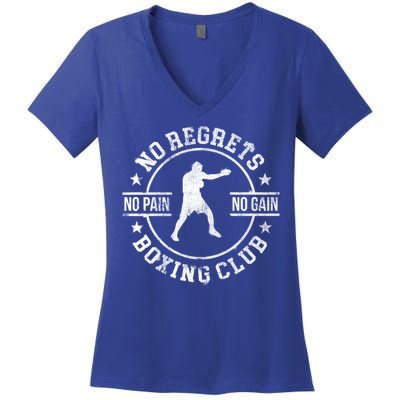 Trendy No Regrets Boxing Club No Pain No Gain Gym Gift Women's V-Neck T-Shirt