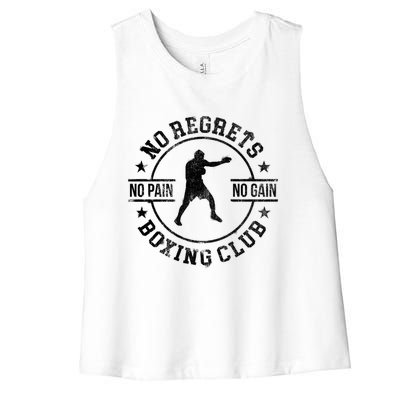 Trendy No Regrets Boxing Club No Pain No Gain Gym Gift Women's Racerback Cropped Tank