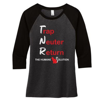 Trap Neuter Return The Humane Solution Women's Tri-Blend 3/4-Sleeve Raglan Shirt