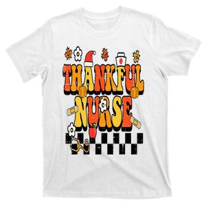 Thankful Nurse Retro Thanksgiving Scrub Top Fall RN T-Shirt