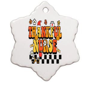 Thankful Nurse Retro Thanksgiving Scrub Top Fall RN Ceramic Star Ornament