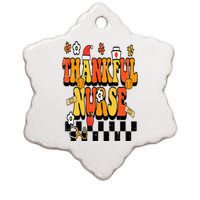 Thankful Nurse Retro Thanksgiving Scrub Top Fall RN Ceramic Star Ornament