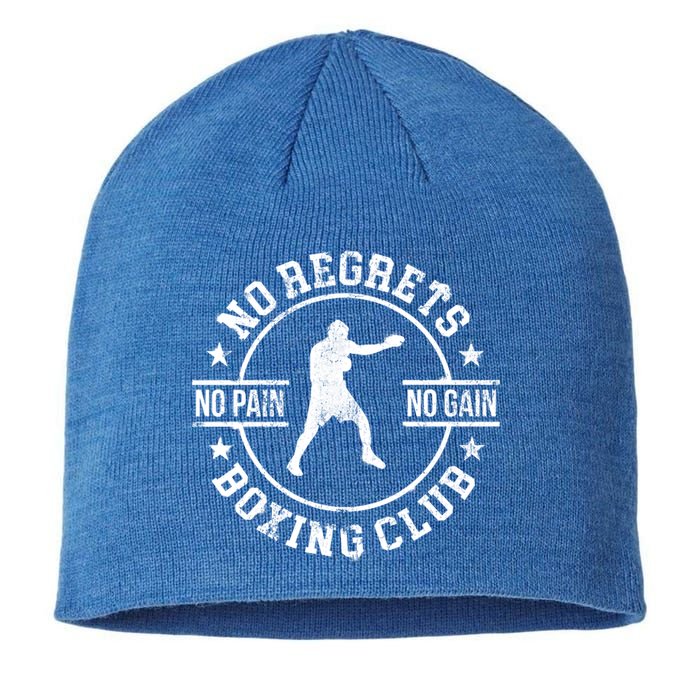 Trendy No Regrets Boxing Club No Pain No Gain Gym Meaningful Gift Sustainable Beanie