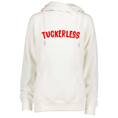 Tuckerless Novikov Red Logo Womens Funnel Neck Pullover Hood