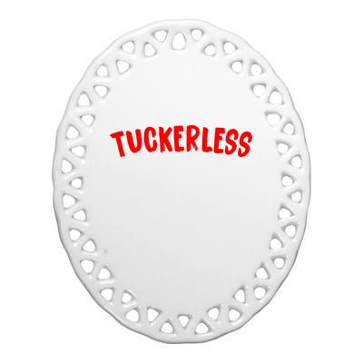 Tuckerless Novikov Red Logo Ceramic Oval Ornament