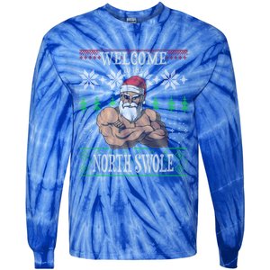 The North Swole Santa Claus Christmas Gym Pun Gift Tie-Dye Long Sleeve Shirt