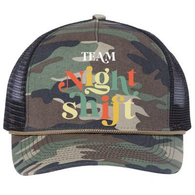 TEAM Night Shift Nurse ICU Nurse Team Critical Care Trauma Retro Rope Trucker Hat Cap