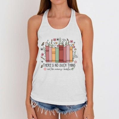 There’S No Such Thing As Too Many Books Women's Knotted Racerback Tank