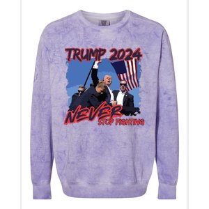 Trump Never Stop Fighting Trump Assassination Colorblast Crewneck Sweatshirt