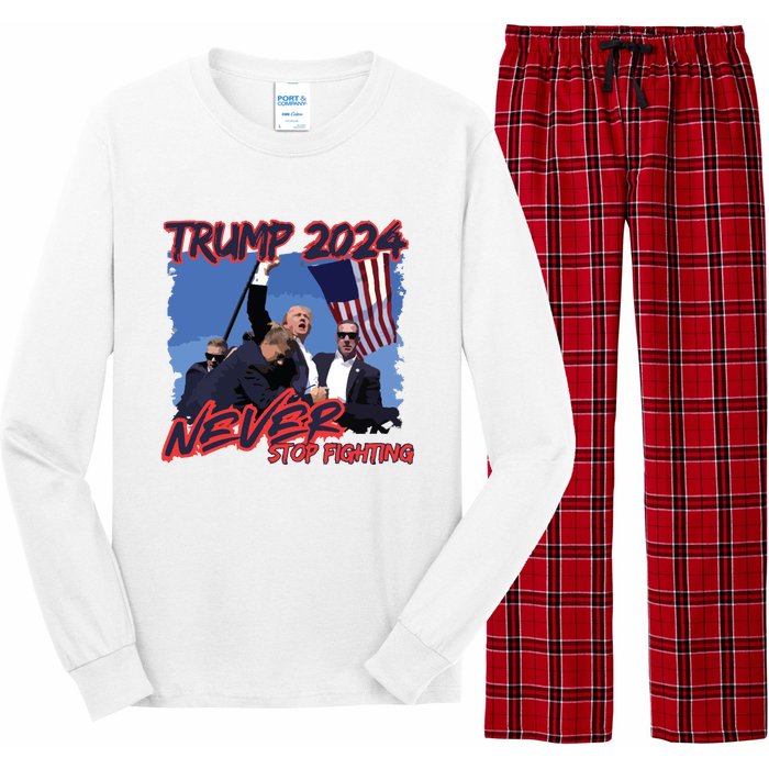 Trump Never Stop Fighting Trump Assassination Long Sleeve Pajama Set