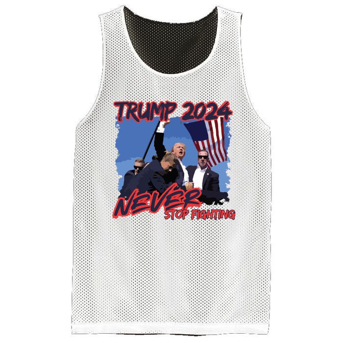 Trump Never Stop Fighting Trump Assassination Mesh Reversible Basketball Jersey Tank