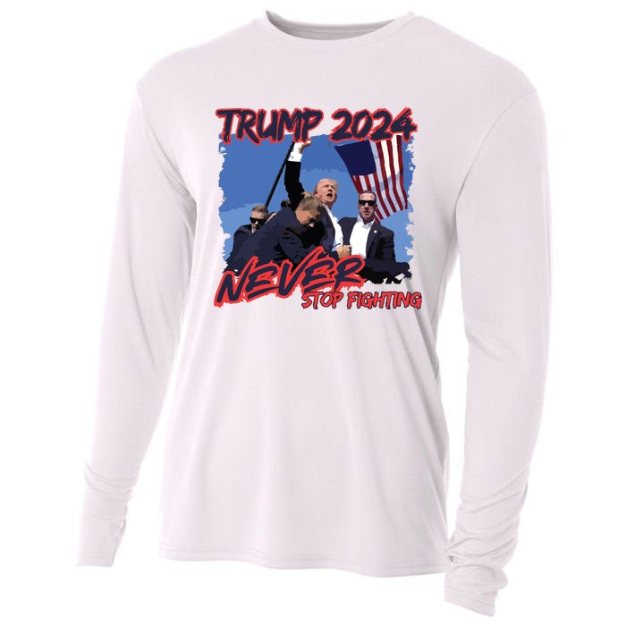 Trump Never Stop Fighting Trump Assassination Cooling Performance Long Sleeve Crew