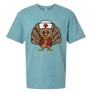 Turkey Nurse Stethoscope Thanksgiving Nurse Turkey Autumn Sueded Cloud Jersey T-Shirt