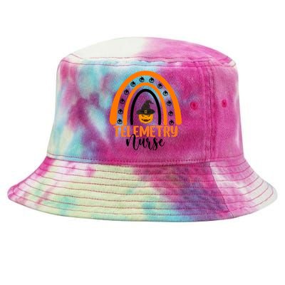 Telemetry Nurse Spooky Halloween Pumpkin Rainbow Nursing Cool Gift Tie-Dyed Bucket Hat