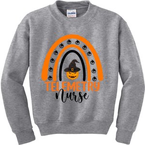 Telemetry Nurse Spooky Halloween Pumpkin Rainbow Nursing Cool Gift Kids Sweatshirt