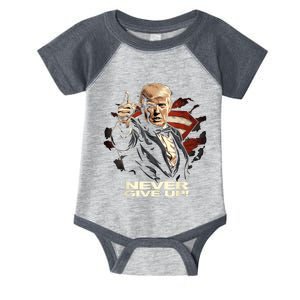 Trump Never Surrender Give Up Graphic Infant Baby Jersey Bodysuit