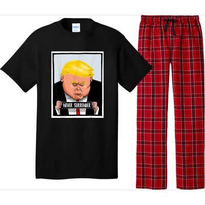 Trump Never Surrender Donald Trump Mugshot 2024 Pajama Set