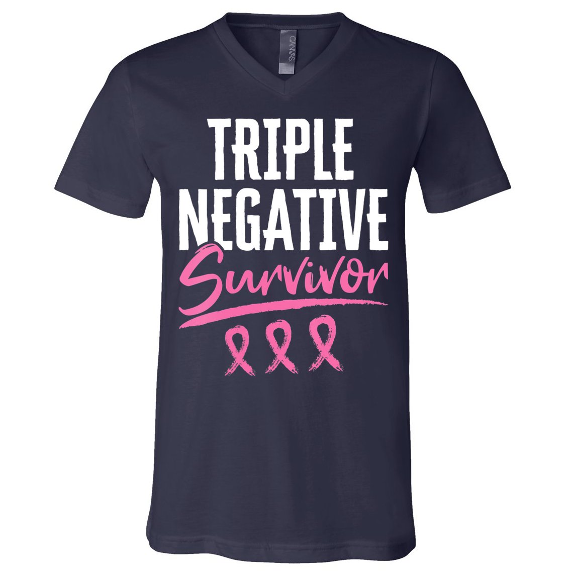 Triple Negative Survivor Breast Cancer Awareness TNBC V-Neck T-Shirt