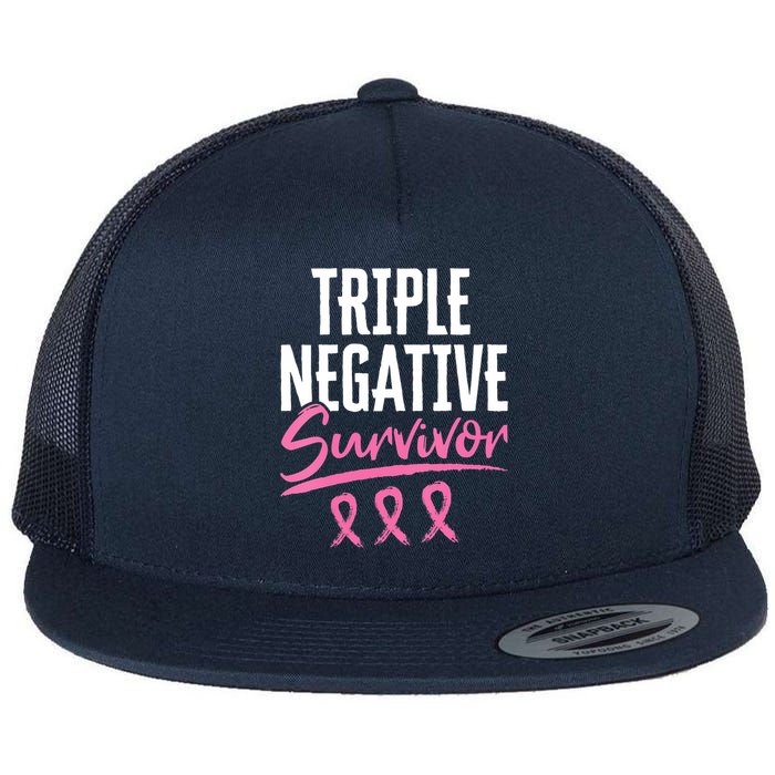 Triple Negative Survivor Breast Cancer Awareness TNBC Flat Bill Trucker Hat