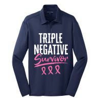 Triple Negative Survivor Breast Cancer Awareness TNBC Silk Touch Performance Long Sleeve Polo