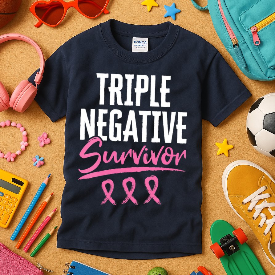 Triple Negative Survivor Breast Cancer Awareness TNBC Kids T-Shirt