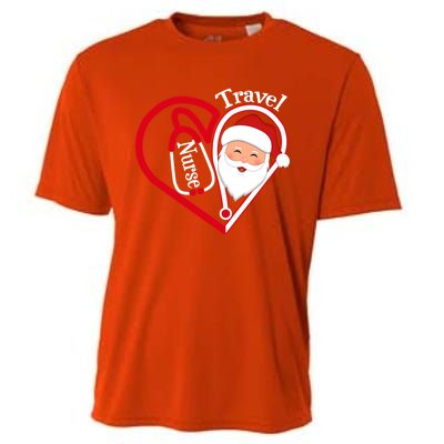 Travel Nurse Stethoscope Heart Santa Claus Christmas Nursing Gift Cooling Performance Crew T-Shirt