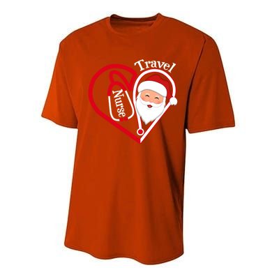 Travel Nurse Stethoscope Heart Santa Claus Christmas Nursing Gift Performance Sprint T-Shirt