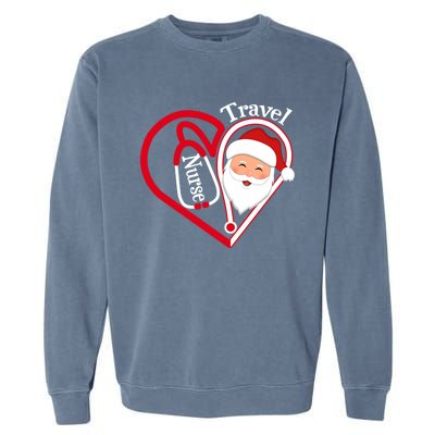 Travel Nurse Stethoscope Heart Santa Claus Christmas Nursing Gift Garment-Dyed Sweatshirt