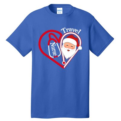 Travel Nurse Stethoscope Heart Santa Claus Christmas Nursing Gift Tall T-Shirt