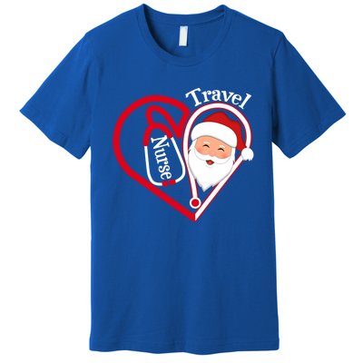 Travel Nurse Stethoscope Heart Santa Claus Christmas Nursing Gift Premium T-Shirt