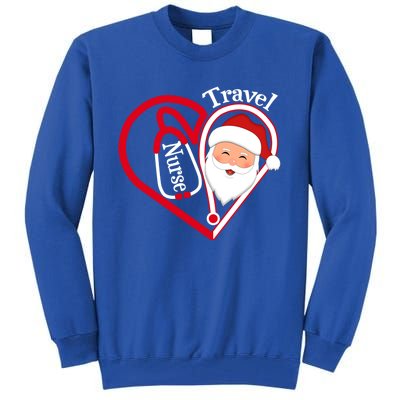 Travel Nurse Stethoscope Heart Santa Claus Christmas Nursing Gift Tall Sweatshirt