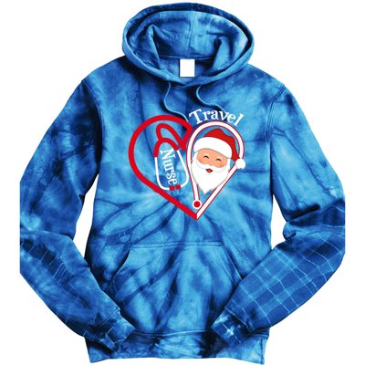 Travel Nurse Stethoscope Heart Santa Claus Christmas Nursing Gift Tie Dye Hoodie