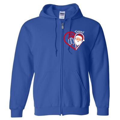 Travel Nurse Stethoscope Heart Santa Claus Christmas Nursing Gift Full Zip Hoodie