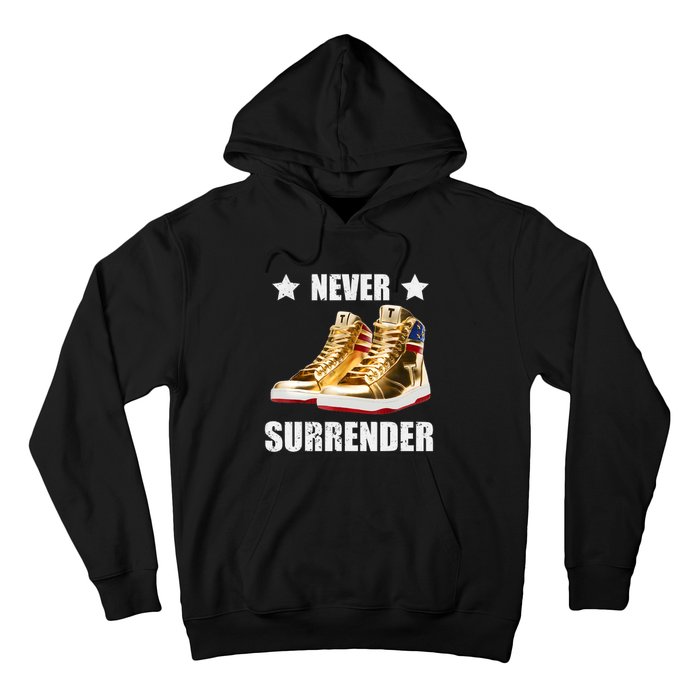 Trump Never Surrender Gold Sneakers Pro Trump 2024 Hoodie