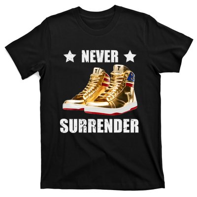 Trump Never Surrender Gold Sneakers Pro Trump 2024 T-Shirt