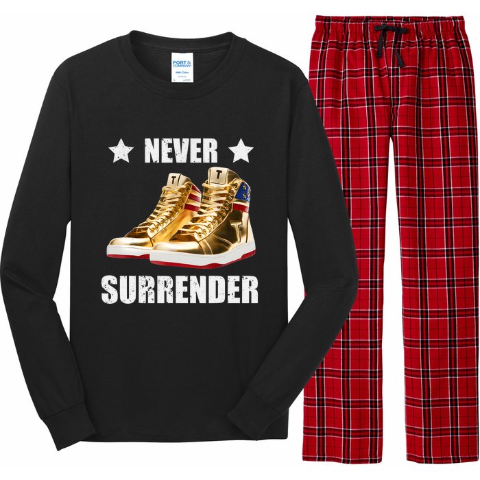 Trump Never Surrender Gold Sneakers Pro Trump 2024 Long Sleeve Pajama Set