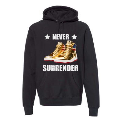 Trump Never Surrender Gold Sneakers Pro Trump 2024 Premium Hoodie