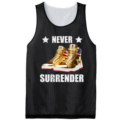 Trump Never Surrender Gold Sneakers Pro Trump 2024 Mesh Reversible Basketball Jersey Tank