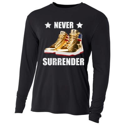 Trump Never Surrender Gold Sneakers Pro Trump 2024 Cooling Performance Long Sleeve Crew