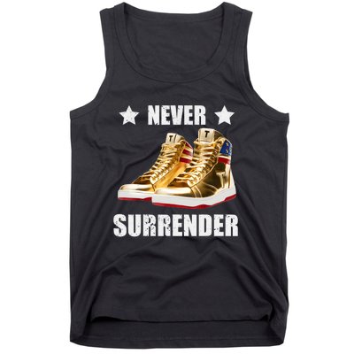 Trump Never Surrender Gold Sneakers Pro Trump 2024 Tank Top