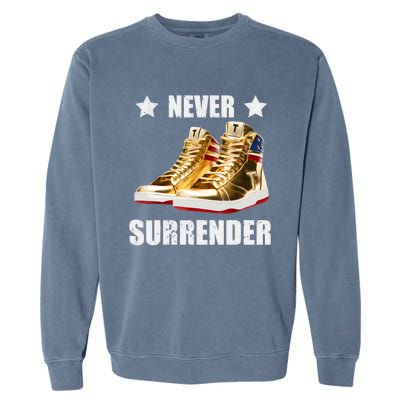 Trump Never Surrender Gold Sneakers Pro Trump 2024 Garment-Dyed Sweatshirt