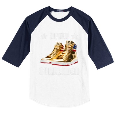 Trump Never Surrender Gold Sneakers Pro Trump 2024 Baseball Sleeve Shirt