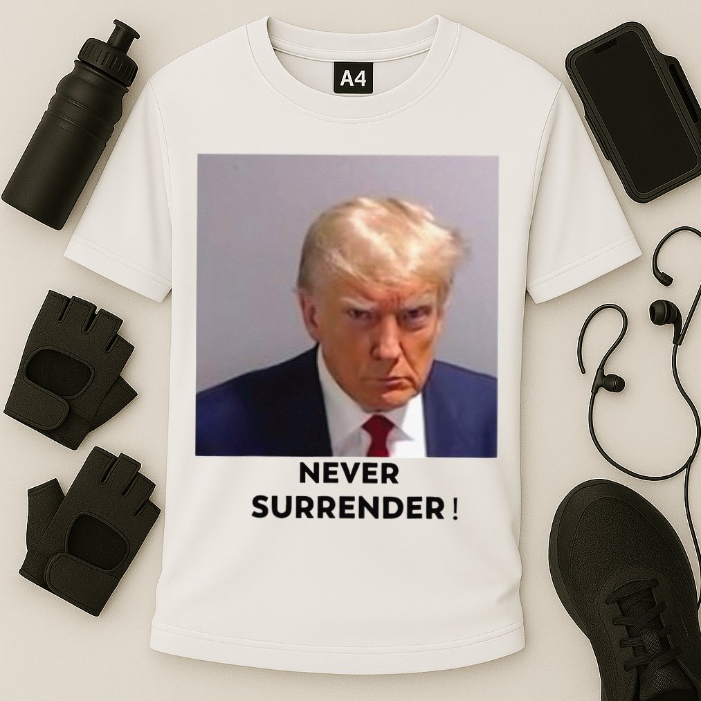 Trump Never Surrender Mug Shot Cooling Performance Crew T-Shirt